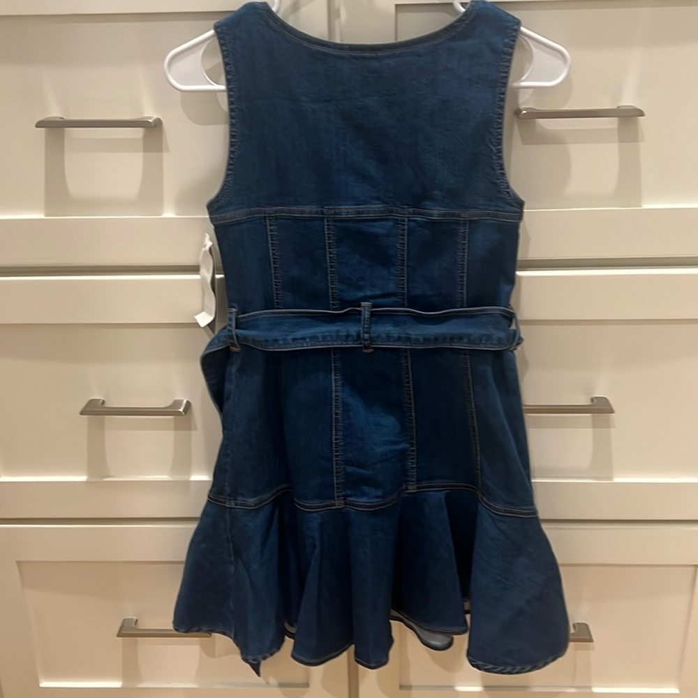 Habitual Girl’s Denim Flounce Sleeveless Dress with Belt - Picture 5 of 5